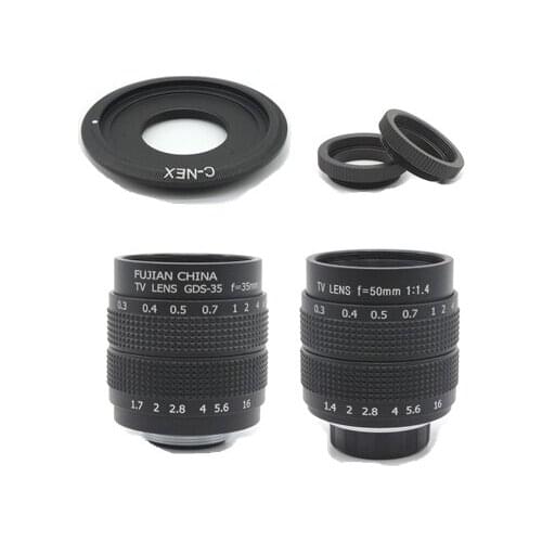 2 in 1 CCTV 25mm f1.4/35mm F1.7 TV Movie lens+C Mount+Macro ring for Sony E Mount NEX3 NEX-C3 NEX-F3 NEX-5 NEX-5N NEX-5R NEX-5T