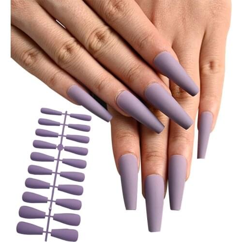 20pcs Solid Color Matte Super Long Coffin False Nail Ballet Press on Nails Tips for Nails Art Artificial Fingernails Fake
