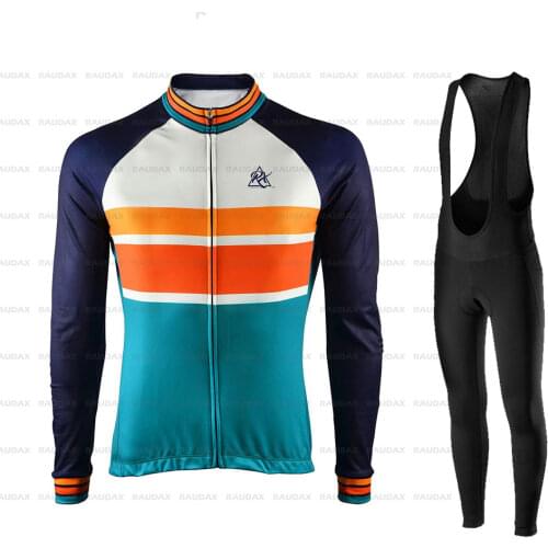 2021 RAUDAX Spring Breathable Long Sleeve Cycling Jersey Set Ropa Ciclismo Bicycle Racing Clothing MTB Mens Bike Jersey Uniform