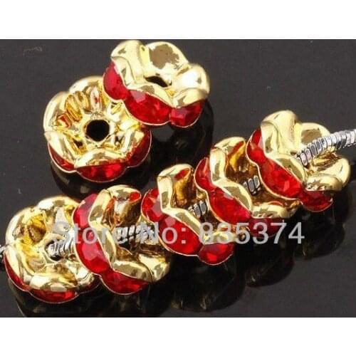 8mm Red Crystal Rondelle Rhinestone Charm Beads for fashion Jewelry