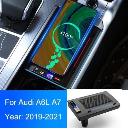 Car 15W Wireless Charger For Audi A4 A4L A5 Q5 Q5L A6 A6L A7 RS6 S6 S7 Phone Fast Charging Plate Auto Interior Accessories