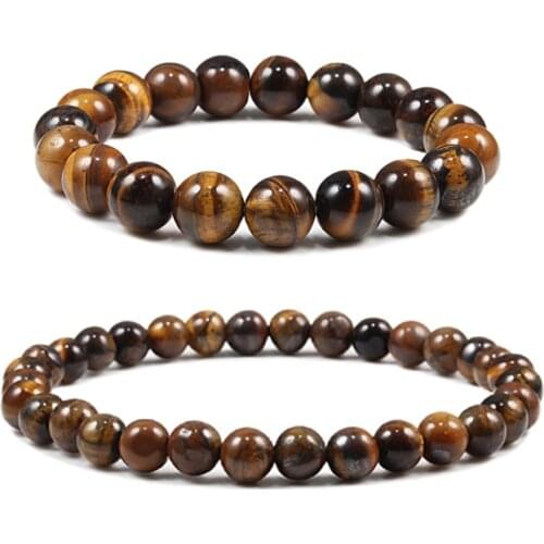 10mm Tiger Eye Natural Stone Beads Bracelet 3 Size Buddha Lava Round Beads Elasticity Rope Bracelets for Men Yoga Handmade Jewel