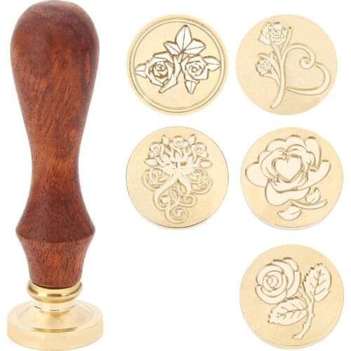 Wooden Handle Sealing Wax Stamps Ancient Antique Metal Wedding Invitations DIY Mental Handmade Scrapbooking Photo
