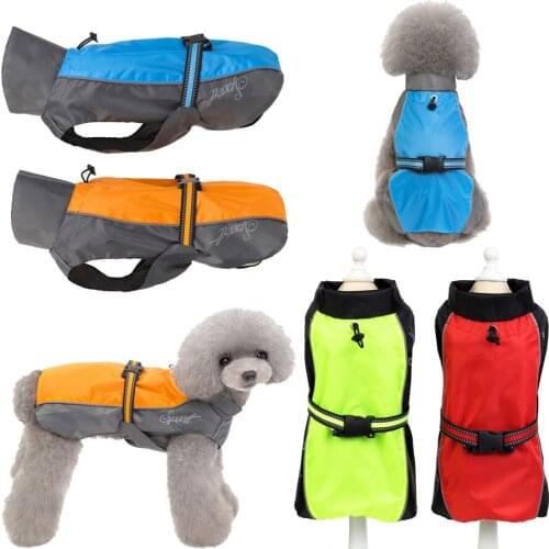 Spring Autumn Dog Raincoat Waterproof Windproof Adjustable Jacket Reflective Rain Coat Clothes Lightweight Vest Small Medium Dog