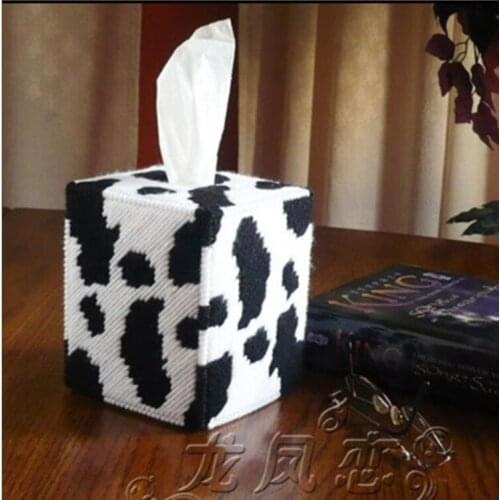 12x12x14cm Carton cows storage tissue box embroidery kit DIY handmade craft set Crocheting knitting needlework supplies