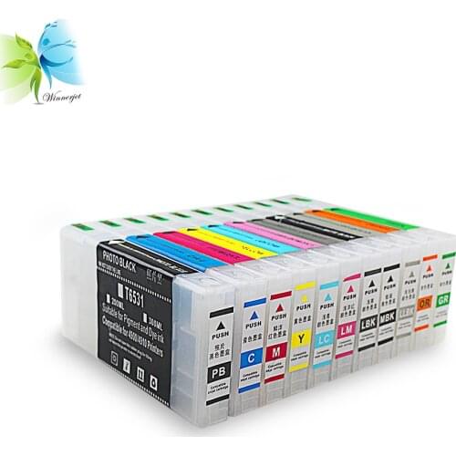 WINNERJET 300ml 11 Colors Refillable Ink Cartridge with Auto Reset Chip for Epson Pro 4900 4910 Printers