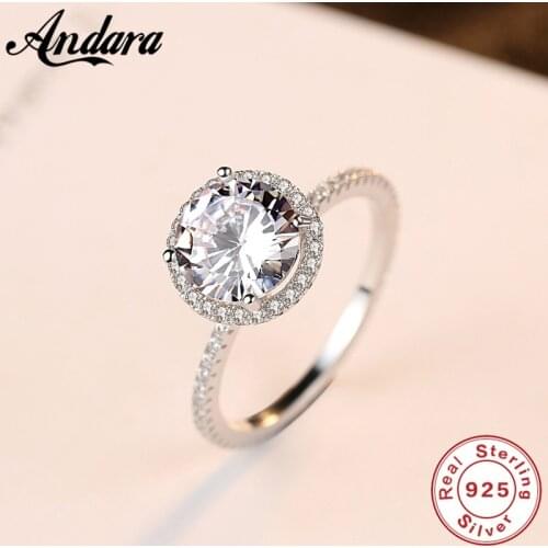 New desi925 Sterling Silver Round Wedding Rings for Women Bridal Micro Cubic Zirconia Engagement Finger Ring Female Jewelry Gift