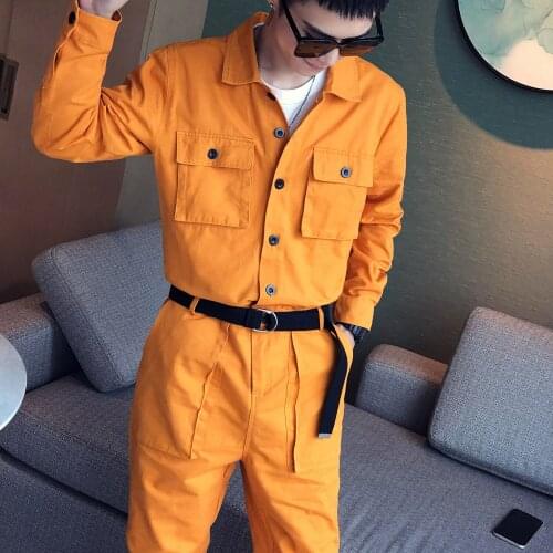 Overalls Couple Streetwear Clothes Jumpsuit Harem Trousers Men High Street Hip Hop Casual Long Sleeve Jumpsuit Cargo Pant Male