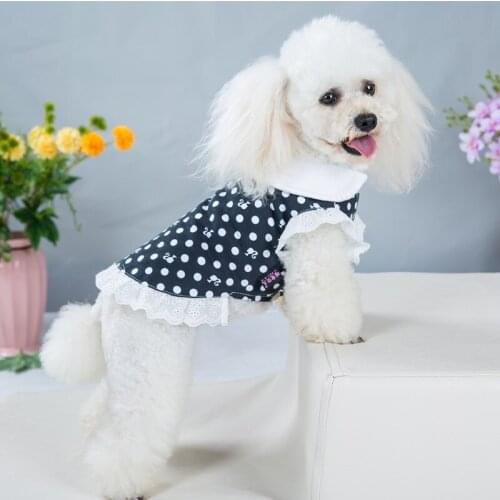 Summer Pet Clothes Dog Dot Clothing Female Dogs Cotton Princess Dress Teddy Dog Dress Summer Dress Dog Clothes For Small Dogs