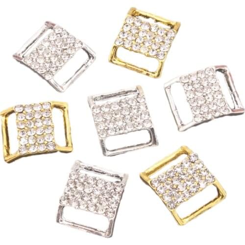 Metal Buckles With Rhinestone For Bikini Bra Decoration Diy Belt Rings Sewing Bag Accessories 15x12mm 10pcs