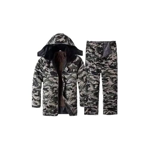 Mens cold storage work clothes labor protection cotton padded clothes winter Plush thickened cotton padded suit