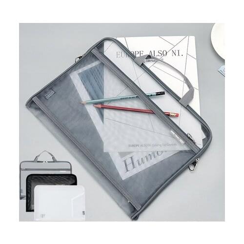 New Visible Document Bag A4 Briefcase File Bag Nylon Mesh Zipper Bag For Documents