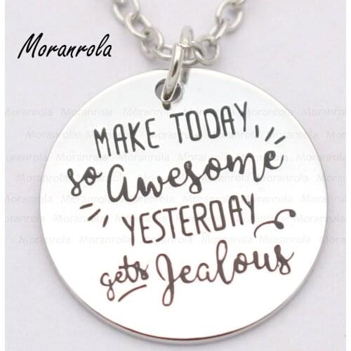 New arried"Make Today So Awesome Yesterday Gets Jealous "Copper necklace Keychain,charm, Hand stamped Jewelry Inspirational gift