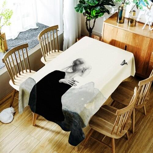 Simple and Beautiful Landscape Waterproof Tablecloth Digital Printing Tablecloth Rectangular Household Tablecloth