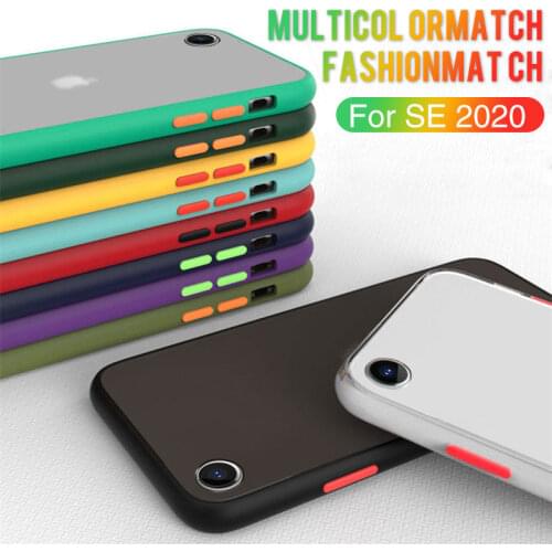 Shockproof protection phone case For iPhone SE 2020 11 Pro Xs Max XR X 7 8 6S Plus Soft TPU frame matte back PC candy back cover