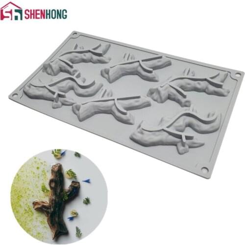SHENHONG Branches Cake Molds Silicone Decoration Mould 6 Cavity Dessert Placing Fondant Pastry Baking Tools Kitchen Bakeware