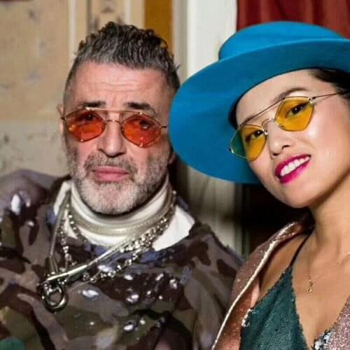 Double-beam Diamond Sunglasses Women Luxury Brand Retro Small Metal Frame Men Sun glasses 90s Yellow Black Sunglass Shades UV400