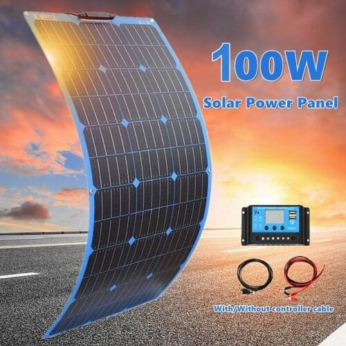 Solar panel 100w flexibel solar 12v battery charger monocrystalline cell for 1000w home system kit car RV boat caravan camping