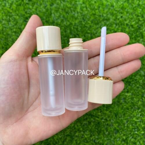 4ML Light Yellow Frosted Lip Gloss Tube Plastic Lip Balm Glaze Empty Tube Diy Cosmetic Refillable Lip Balm Bottles With Wand