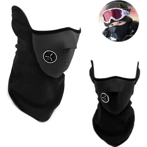 Warm Fleece Bike Half Face Dustproof Windproof Snowboard MaskFace Hood Protection Cycling Sports Neck Guard Scarf Warm Ski Mask