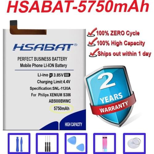 Top Brand 100% New 5600mAh AB5000BWMC Battery for Philips XENIUM S386 CTX588 CTS386 X588 in stock