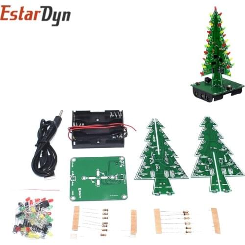 Three-Dimensional 3D Christmas Tree LED DIY Kit Red/Green/Yellow LED Flash Circuit Kit Electronic Fun Suite