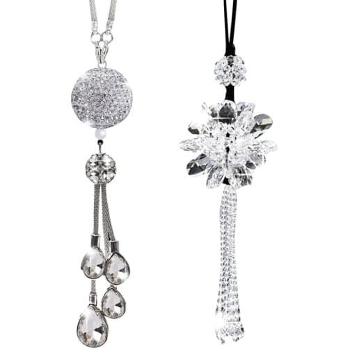 Crystal Flower Car Ornaments Car Rearview Mirror Pendant & Car Rearview Mirror Pendant Pendant