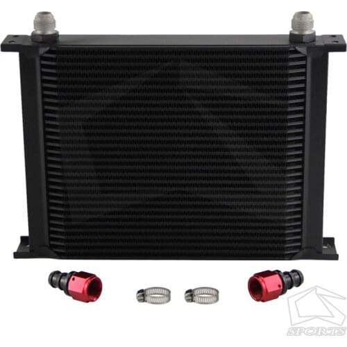 30 Row 10AN Oil Cooler Black+ Straight Fittings