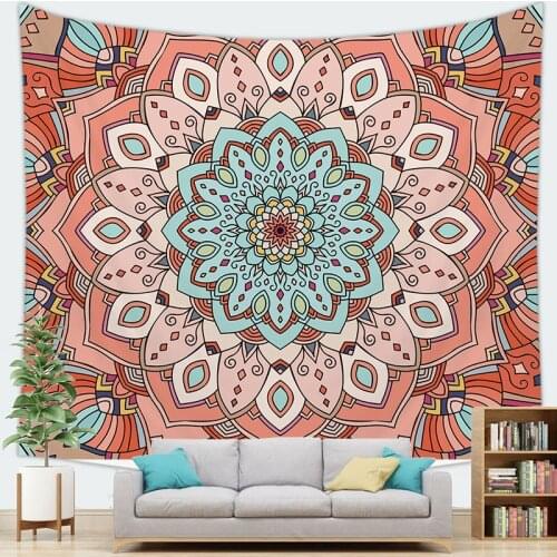 Geometric flower pink blue Vintage Wall Tapestry & Carpet Wall Hanging Beach Bohemian Room Decoration 100x70/150x130/200x150cm