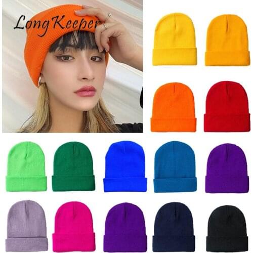 Winter Hats for Women Men Knitted Hat Soft Solid Color Hip Hop Beanies Hat Autumn Female Beanie Warm Bonnet Casual Cap Wholesale