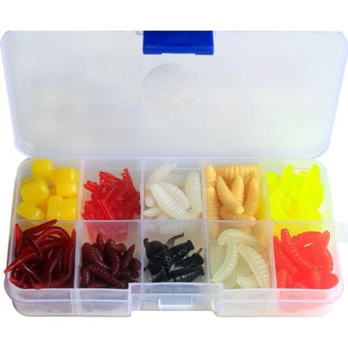 175 Pcs/set Fishing Lure Silicone Simulation Worm Bait Fishing Soft Lure Set Set size: 12.7*6.5*2cm Package weight: about 70g