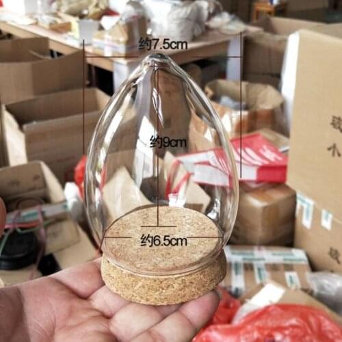 2sets/pack 7.5*9cm Small Size Egg Shaped Cork Base Glass Dome Friend Favor Gift Creative Cover Home Wedding Decoration