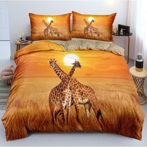 3D Camel Giraffe Bed Linens Comforter Covers Set Pillow Cases Sets Quilt Cover Full King Queen Double Size Custom Home Textile