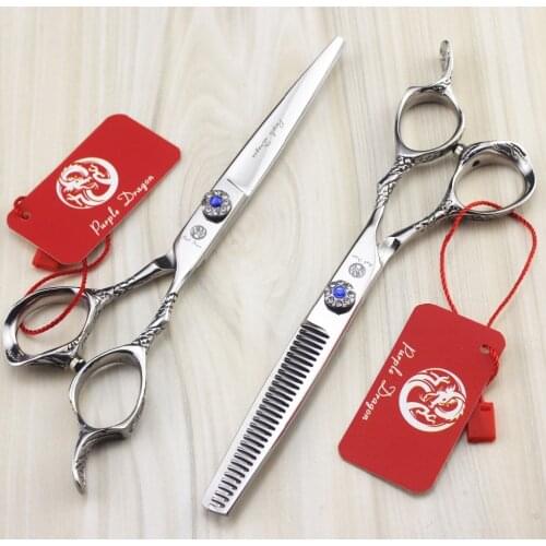 518# 6.0'' Best Brand Hairdressing Scissors Dragon Design Diamante 440C Barbers Cutting Scissors Thinning Shears Hair Scissors