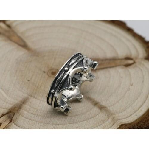 925 Sterling Silver crown women Mens Biker Ring Jewelry A5161