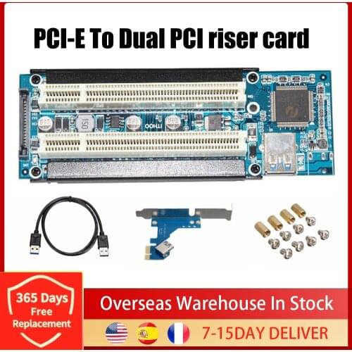 PCI-E To Dual PCI Adapter Card with Blue LED Power Indicator Support Capture Card Support for Win7/Win8/LINUX Dropshipping
