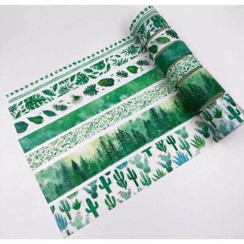 Free shipping 8Pcs/Set Basic Decoration Washi Tape Set DIY Scrapbook Sticker Leaves Cactus Journal Sticker/ Washi Tape
