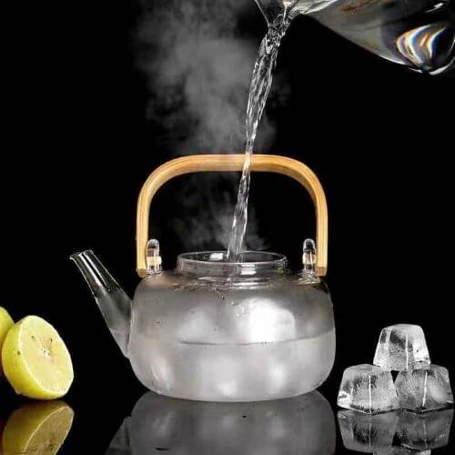 Large heat-resistant borosilicate glass teapot transparent teapot flower tea set general kettle office household tools tea pots