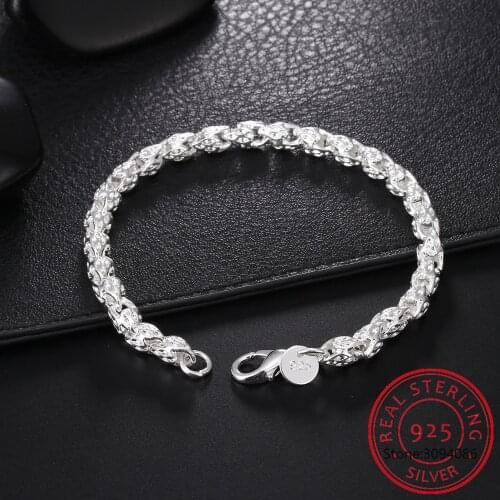 New 925 Sterling Silver 8 Inch 5MM Faucet Chain Bracelet For Woman Man Fashion Wedding Birthday Jewelry Gift