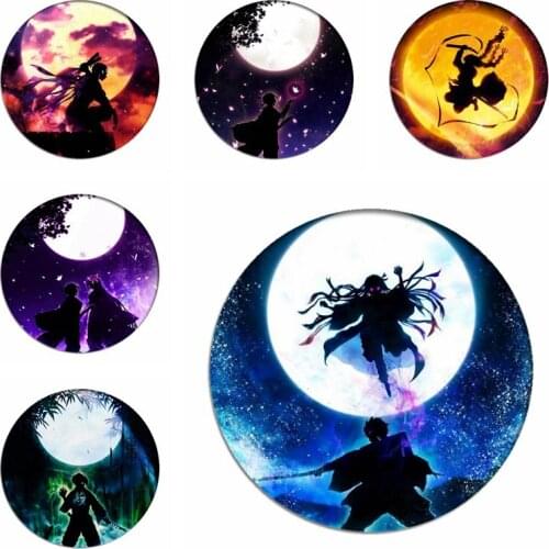 Demon Slayer Moonlight Kamado Tanjirou Cosplay Backpack Badges Brooch Pins Kimetsu no Yaiba Collection Toys Breastpin for Bags