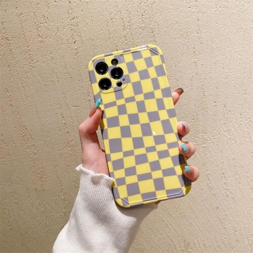 INS Style Irregular Checker Case for iPhone 12 Pro Max Back Phone Cover for 12 11 Pro Max X XS XR 8 7 Plus SE 2020