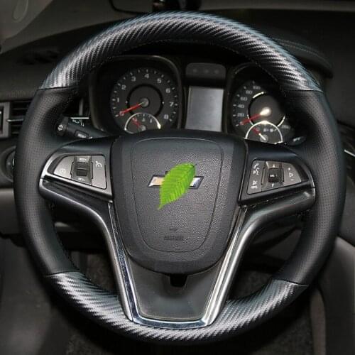 Car Steering Wheel Cover For Chevrolet Malibu 2011-2014 Hand-stitched Cover Carbon fiber leather Leather car accessories