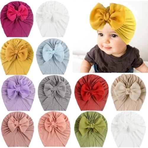 Toddler Kids Headbands Baby Boys Girls Solid Bow Knotted Hat Beanie Headwear Accessories Infant Girls Soft Turban Head Band