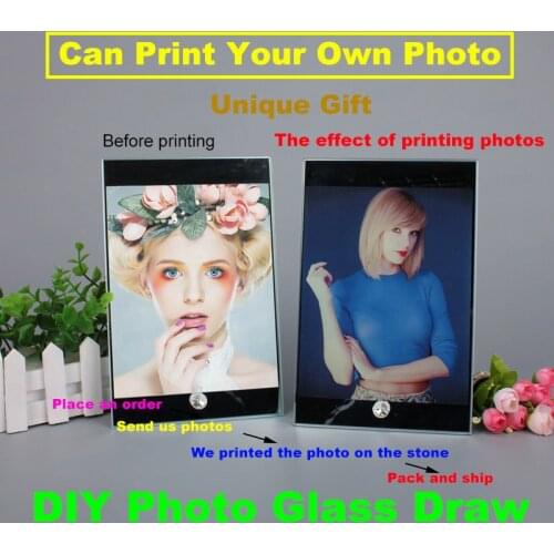 DIY Photo Glass draw 15*23cm Custom your photo on crystal glass Decoration LOGO for Gift,Print your picture on the Glass BL-03
