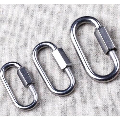 Stainless Steel Quick Link Carabiner with Threaded Nut Snap Link Chain Fastener Carabiner with Threaded Nut, M3.5x36x19, 3pcs