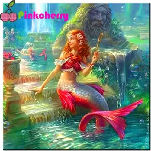 Full Square Diamond Embroidery cartoon Mermaid fairy tale 5D Diamond Painting Woman Picture Of Rhinestones Mosaic Decor k1044