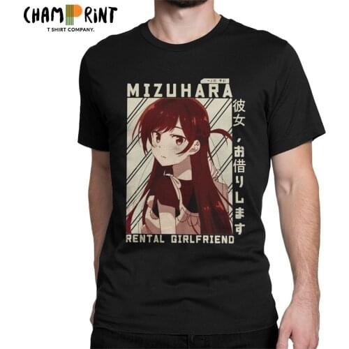 Mizuhara Kanojo Okarishimasu Rental T Shirt for Men Pure Cotton Novelty T-Shirt Round Neck High Rise Invasion Tees Short Sleeve