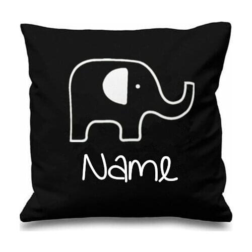 Cute Baby Elephant Cushion Cover Personalised Elephant Throw Pillow Case Custom Name Kids Gifts Girl Boy Baby Shower Home Decor