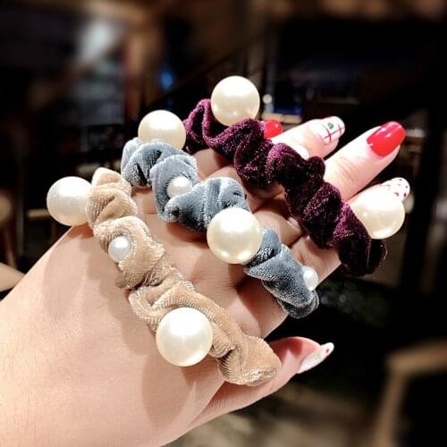 Fashion Intestine Hair Ring For Woman Girl Scrunchie Hair Rope Pearl Elastic Hair Bands Fabric Stretch Headwear Hair Accessories