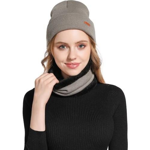 Women Men Scarf Hat Set Beanies Knitted Skullies Hats Pure Colour Autumn And Winter Warm Pure Colour Unisex Solid Color Outdoor